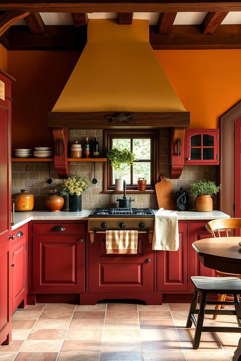 Use Warm Earthy Color Schemes - 25 Tudor Kitchen Ideas