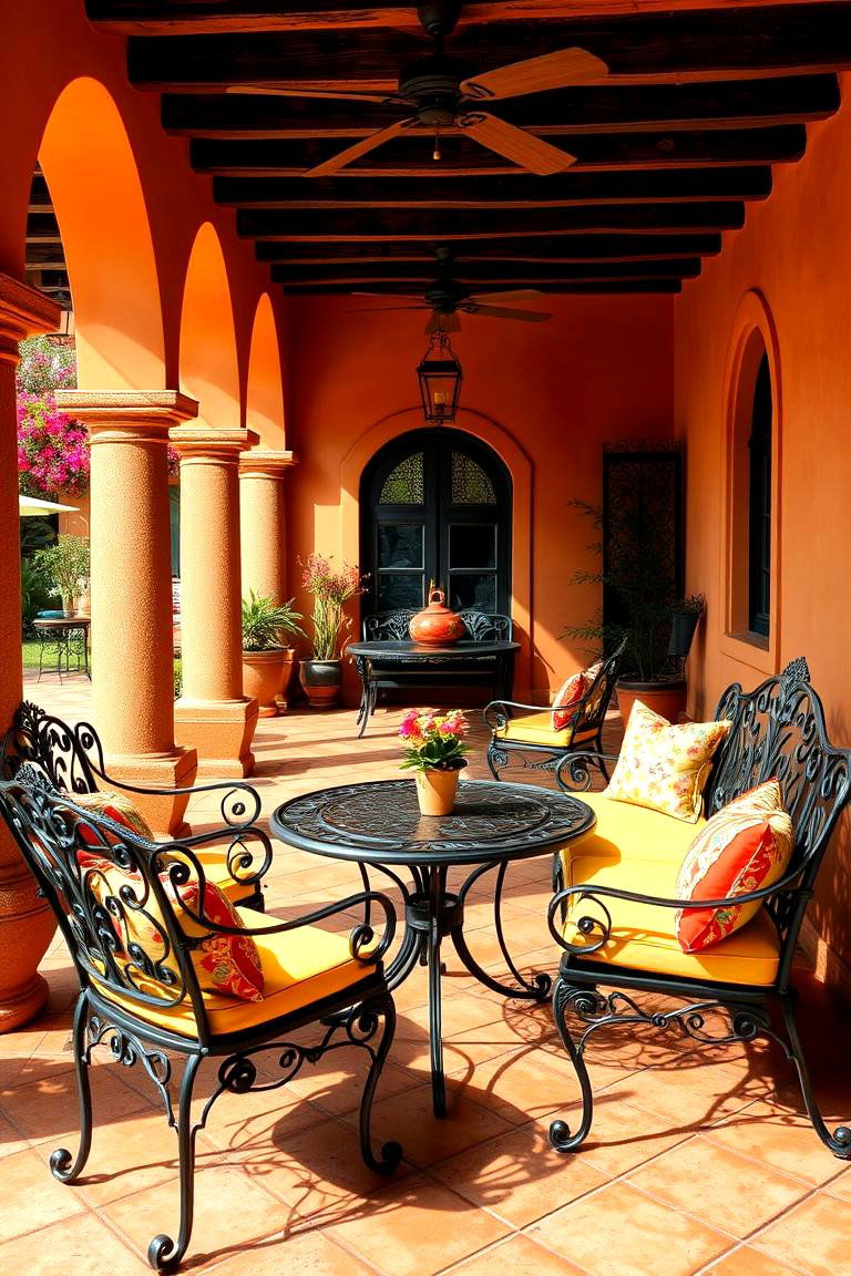 Use Wrought Iron Furniture - 25 spanish style patio ideas