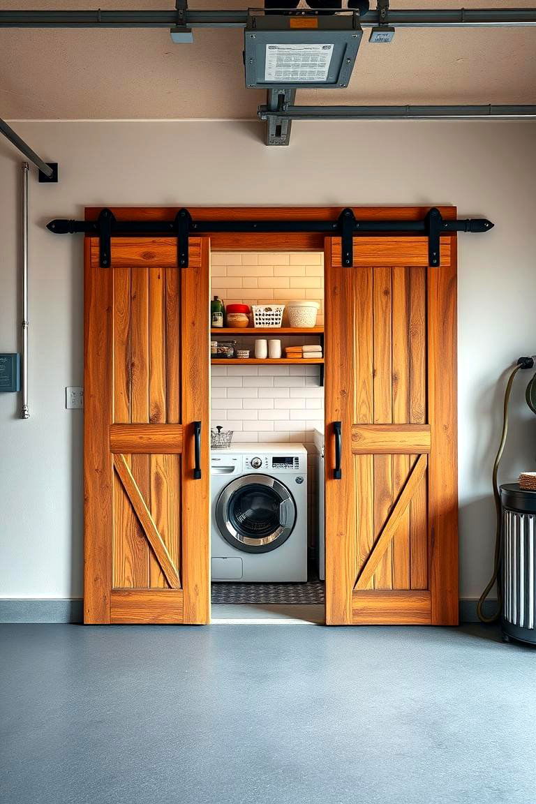Use a Barn Door for an Industrial Look - 25 Garage Laundry Room Ideas