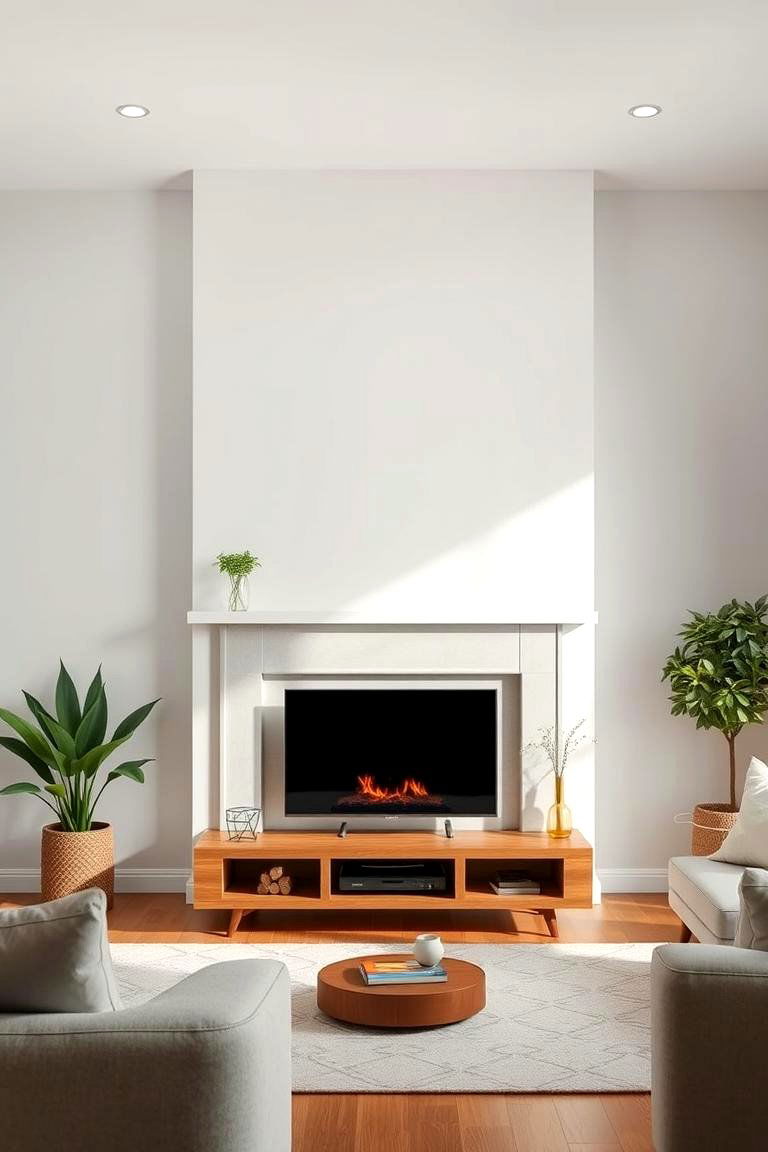 Use a Low Sitting TV Stand for an Open Feel - 25 Tv Over Fireplace Ideas