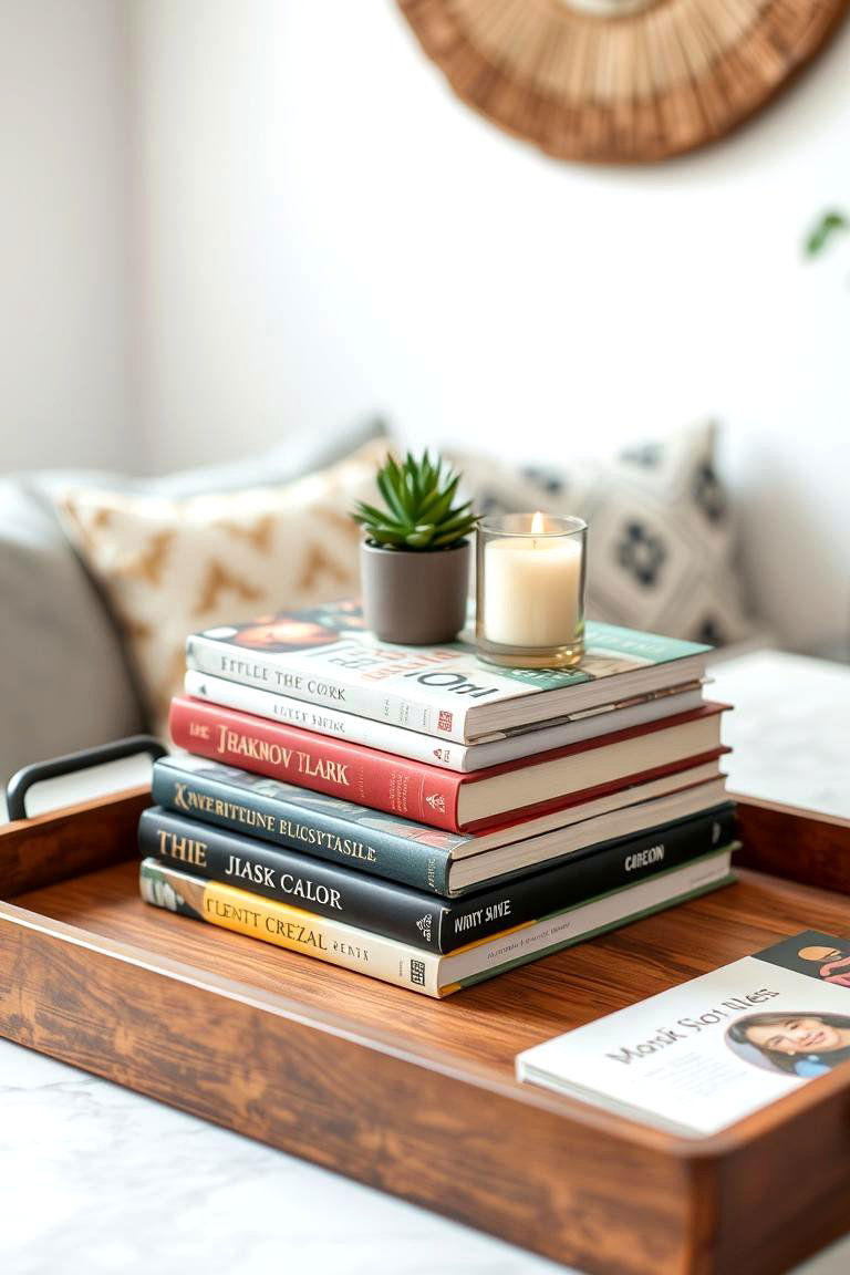 Use a Tray for a Book Display - 25 Tray Decor Ideas