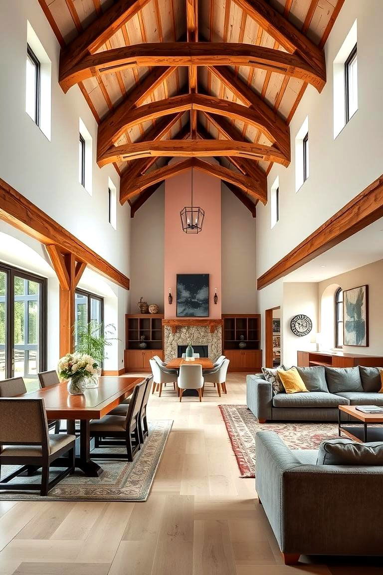 Using Beams to Define Different Zones - 25 Vaulted Ceiling With Beams