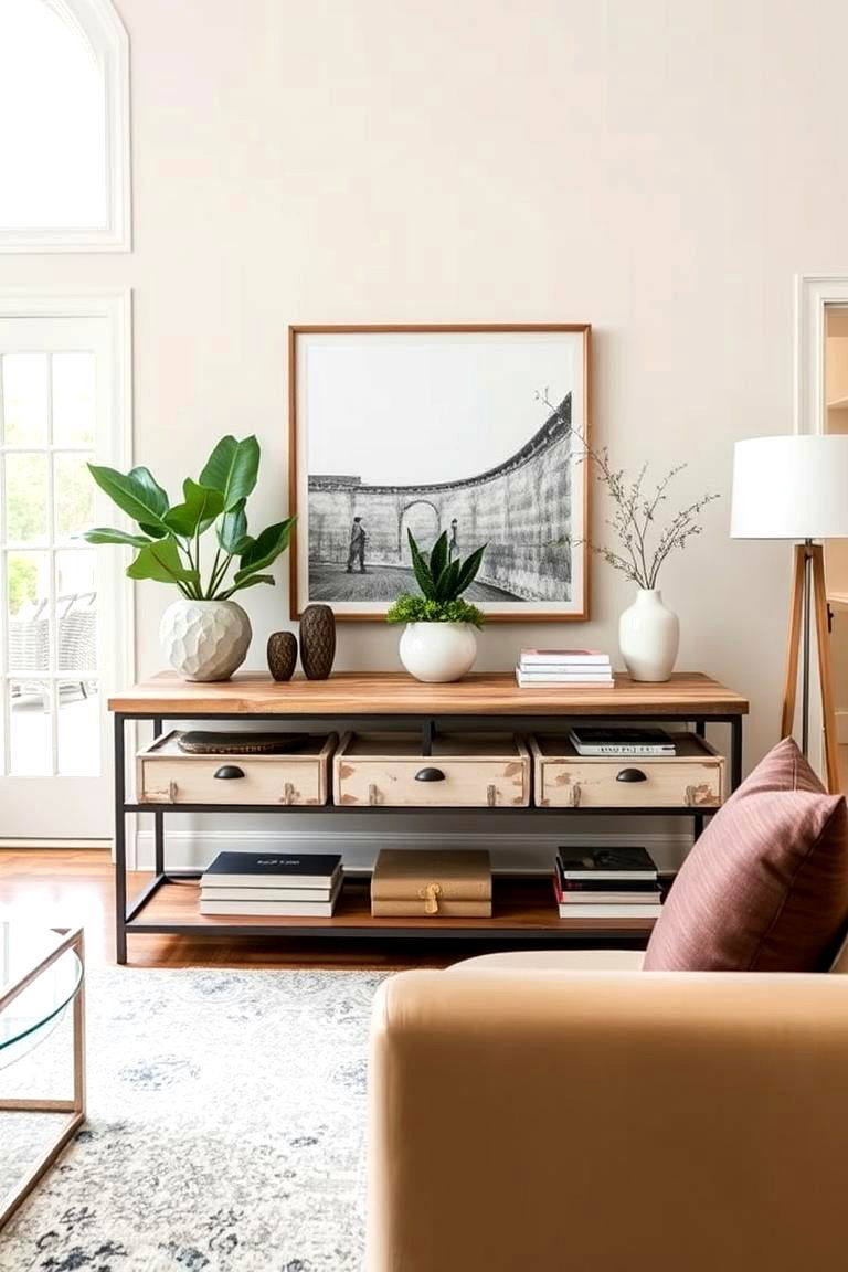 Using Console Tables as Transitional Bridges - 25 Transitional Living Room Ideas