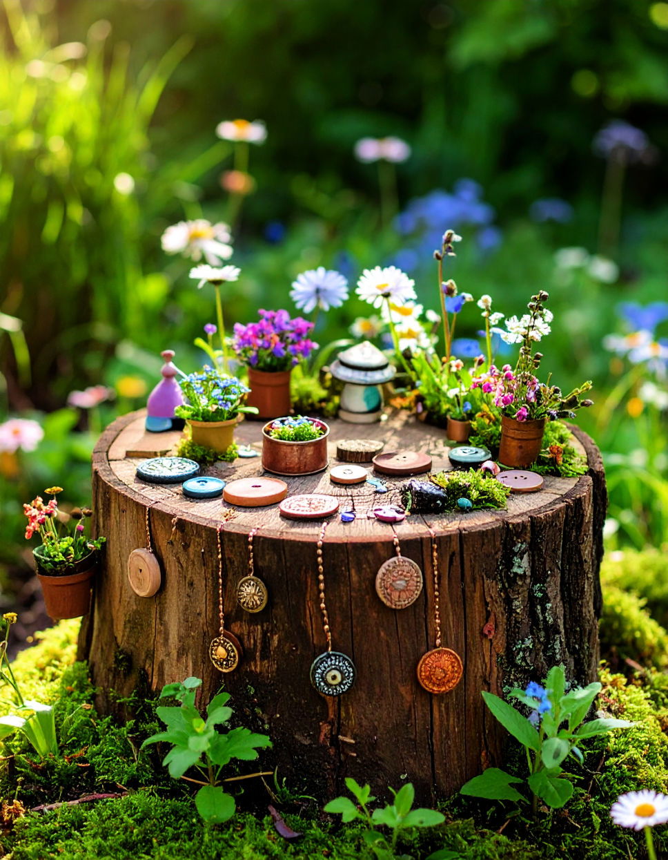 Using Found Objects to Create Unique Accents Tree Stump Fairy Garden Ideas