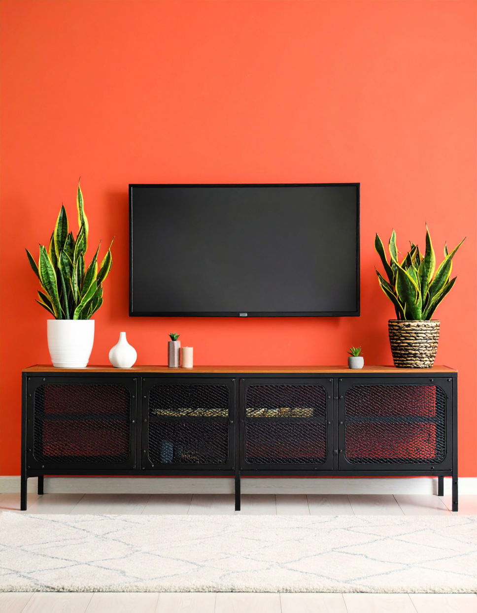 Using Greenery to Add Life and Freshness Tv Console Decor Ideas