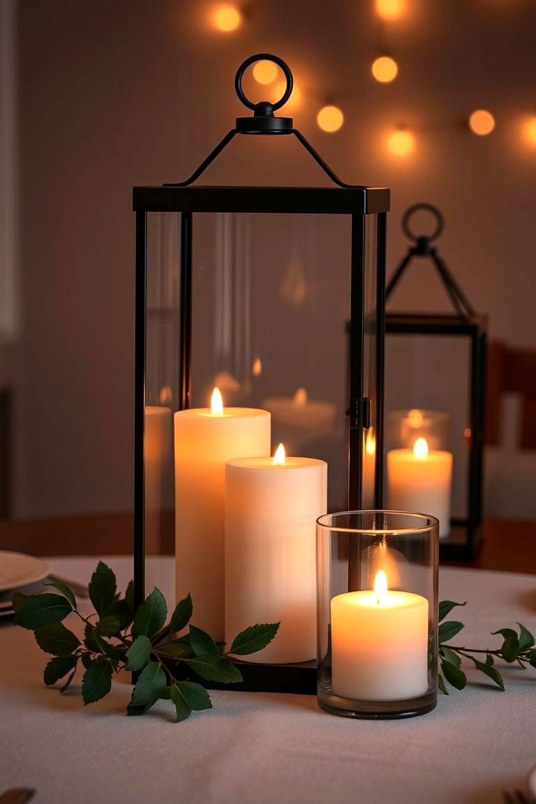Using LED Candles - 25 Lantern Centerpiece Ideas