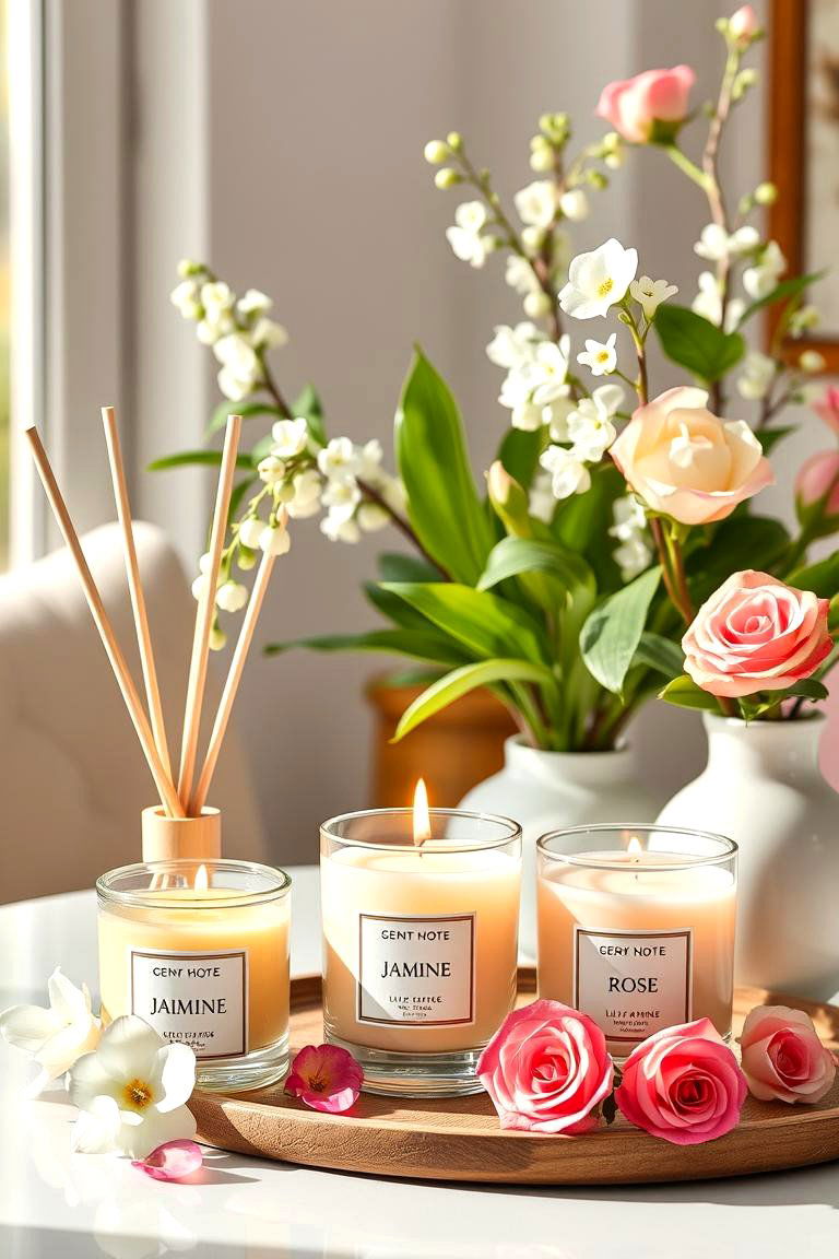 Using Scented Candles or Diffusers with Floral Notes - 25 Spring Decor Ideas