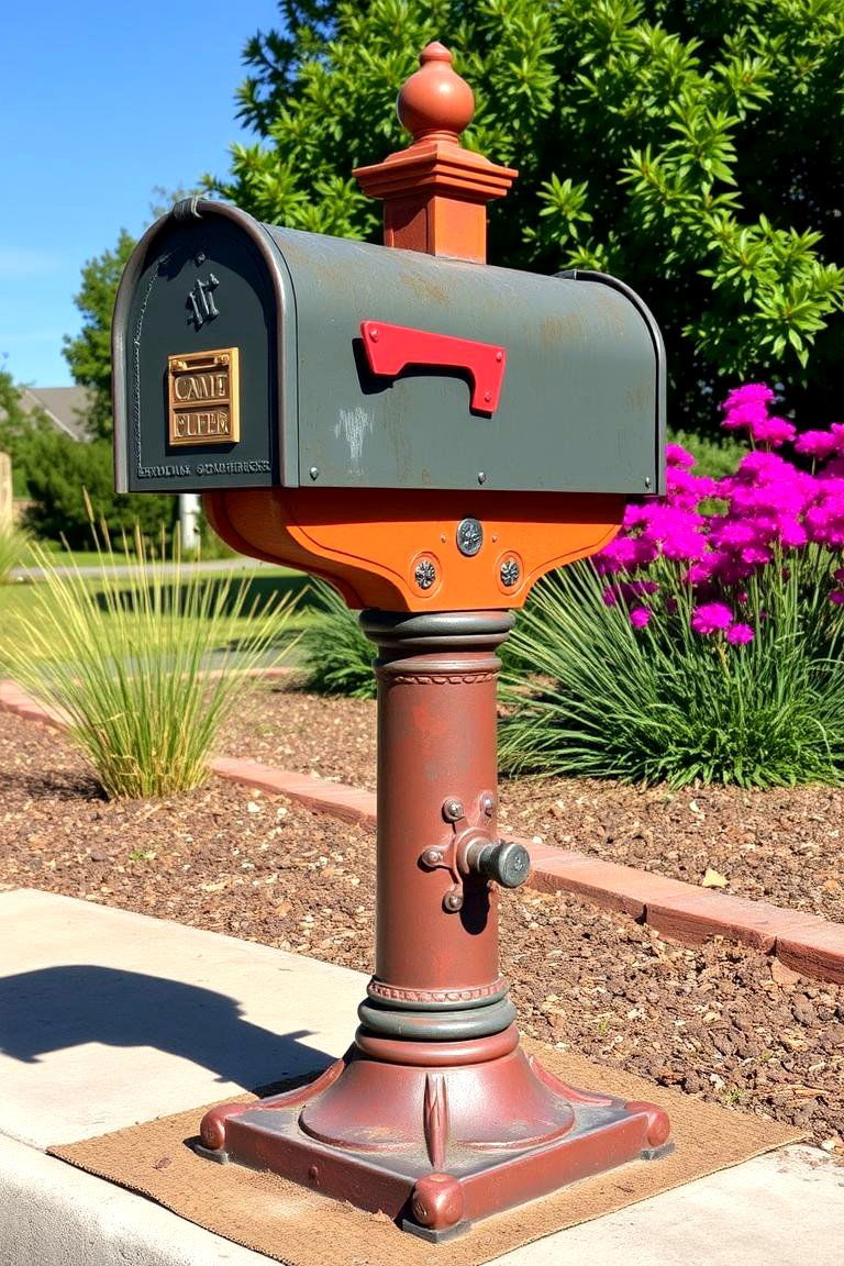 Using a Repurposed Item as a Unique Post Base - 25 Mailbox Post Ideas