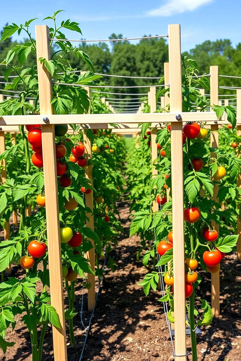 Using a T Bar Trellis for Maximum Spacing - 25 Tomato Trellis Ideas