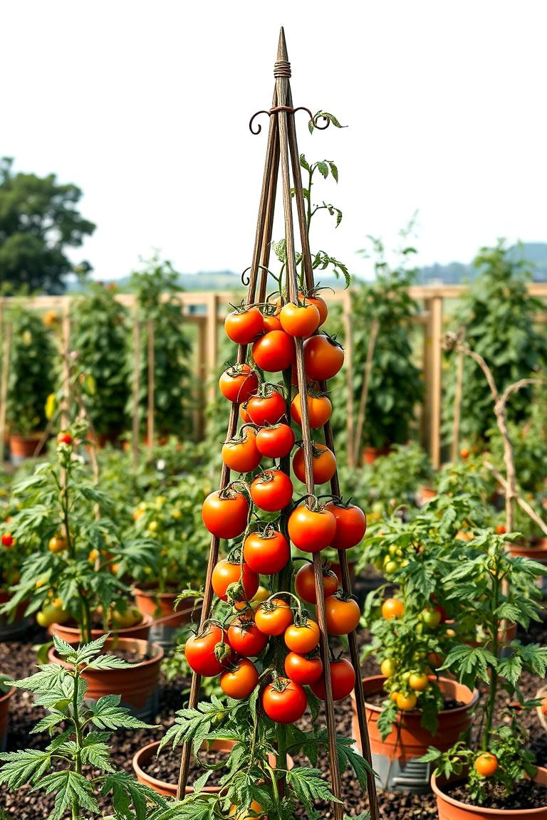 Using an Obelisk Trellis for Ornamental Appeal - 25 Tomato Trellis Ideas