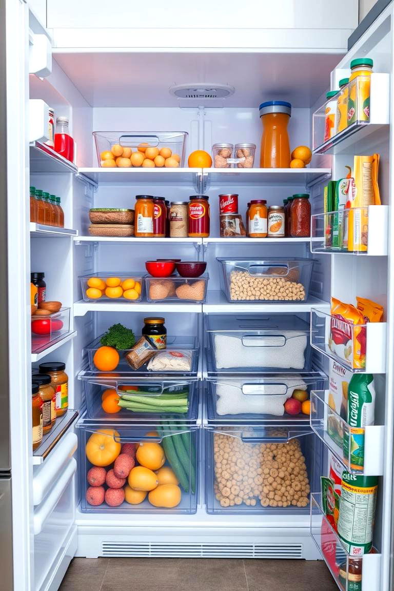 Utilize Clear Storage Bins for Better Visibility - 25 Fridge Organization Ideas