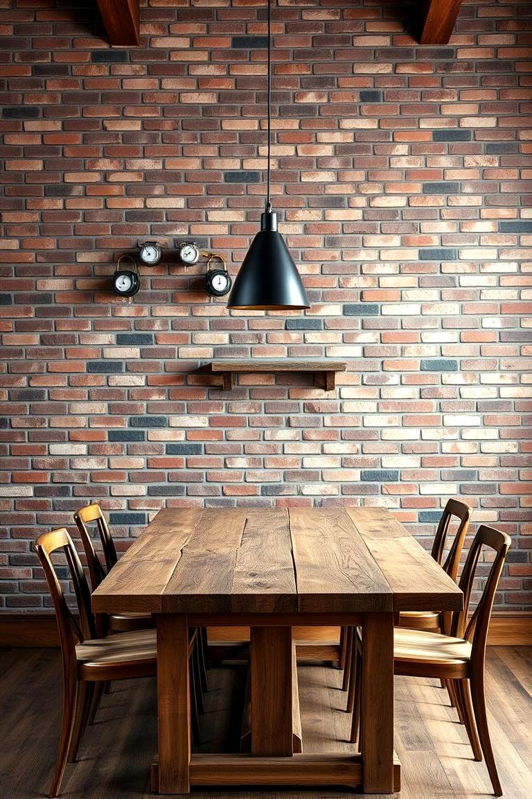 Utilize Exposed Brick Walls for Raw Texture - 25 masculine dining room ideas