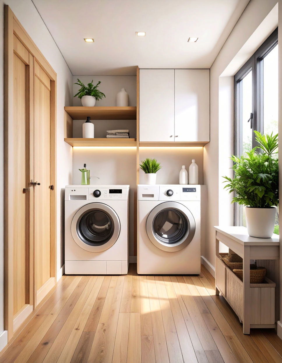 Utilize Narrow Hallways for Laundry
