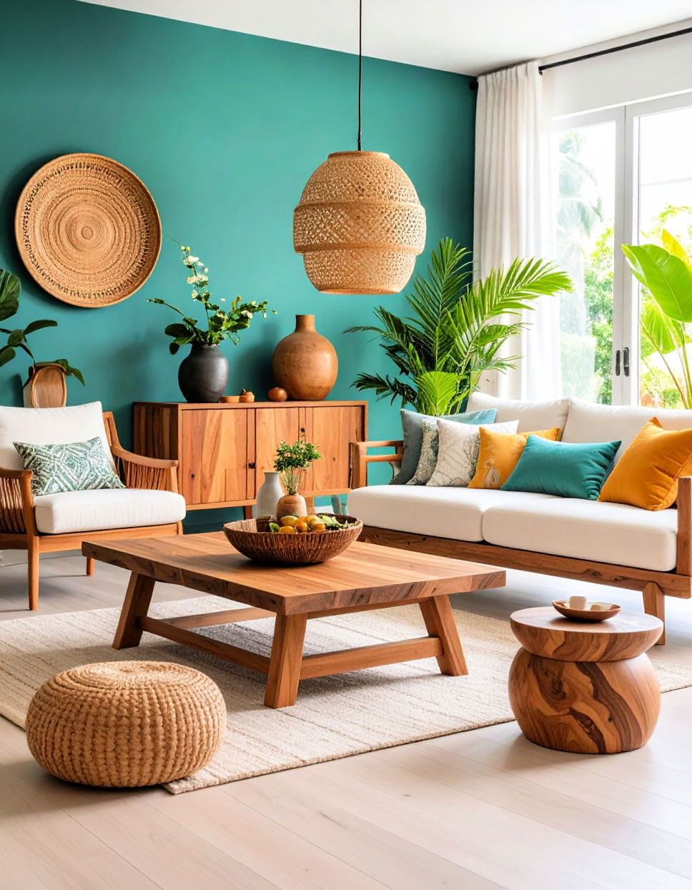 Utilize Natural Wood Accents Tropical Living Room Ideas