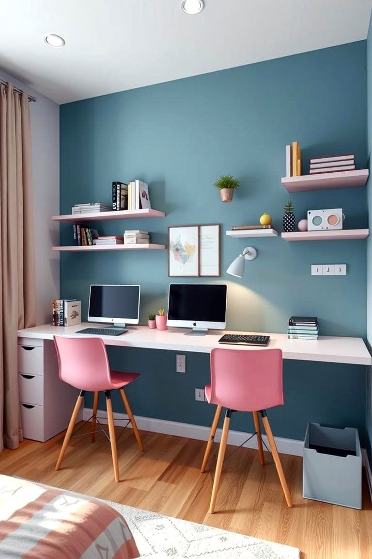 Utilize Wall Mounted Desks for Space Saving - 25 Tween Bedroom Ideas