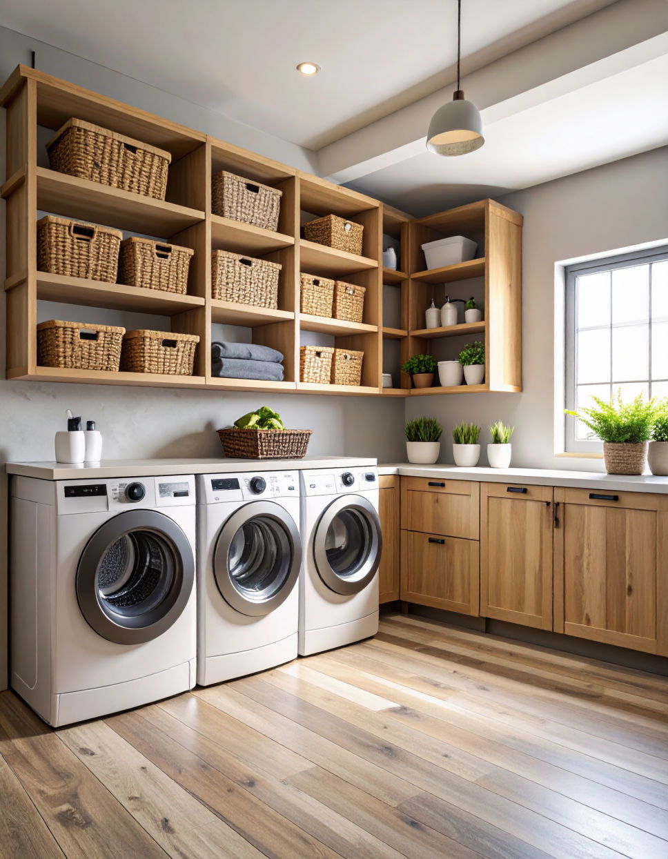 Utilize a Sliding Shelf for Laundry Baskets
