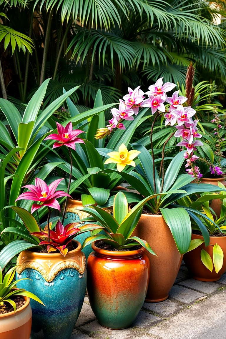 Utilizing Decorative Tropical Pots and Planters - 25 Tropical Landscape Ideas
