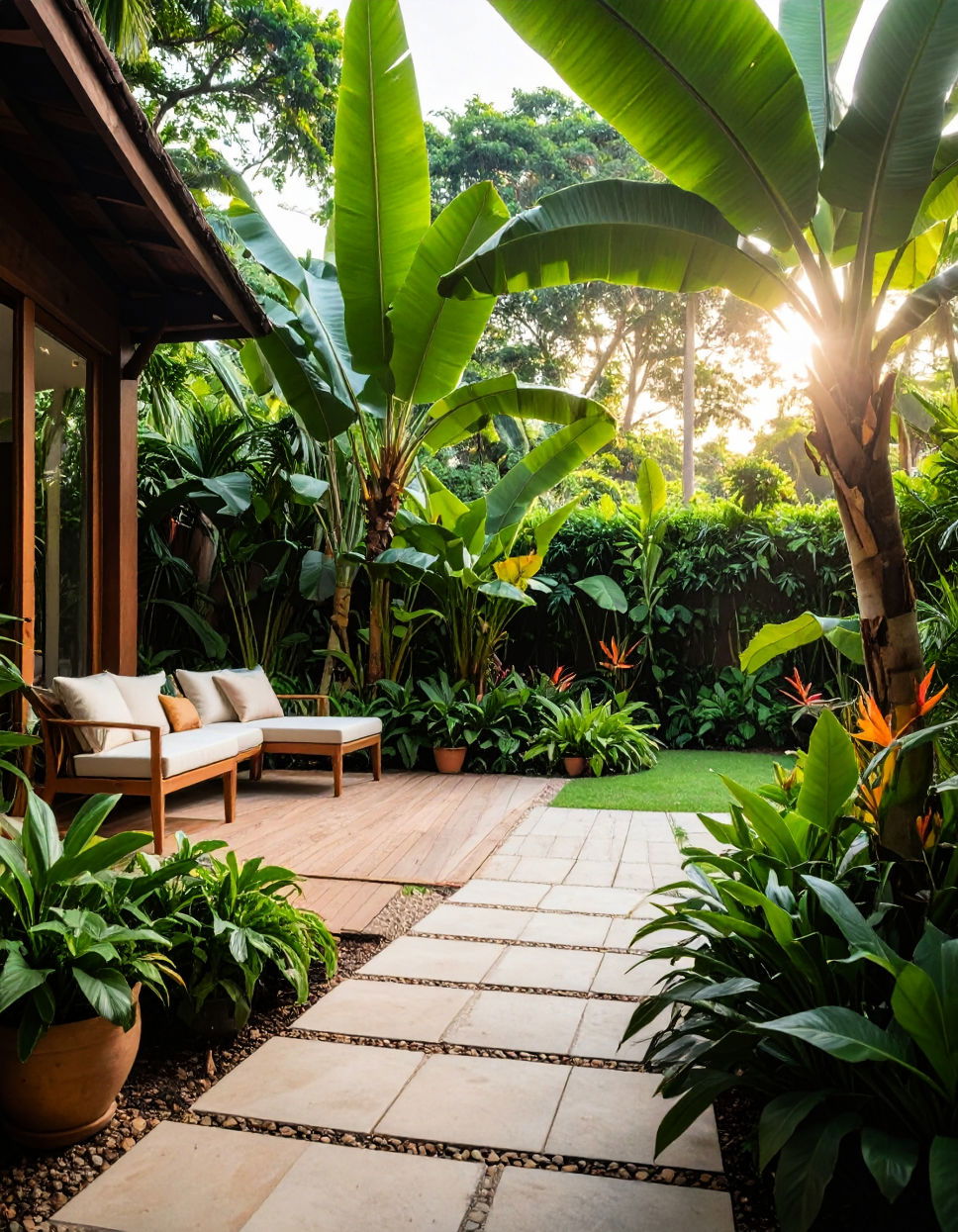 Utilizing Large Leafed Foliage for Drama Tropical Landscape Ideas
