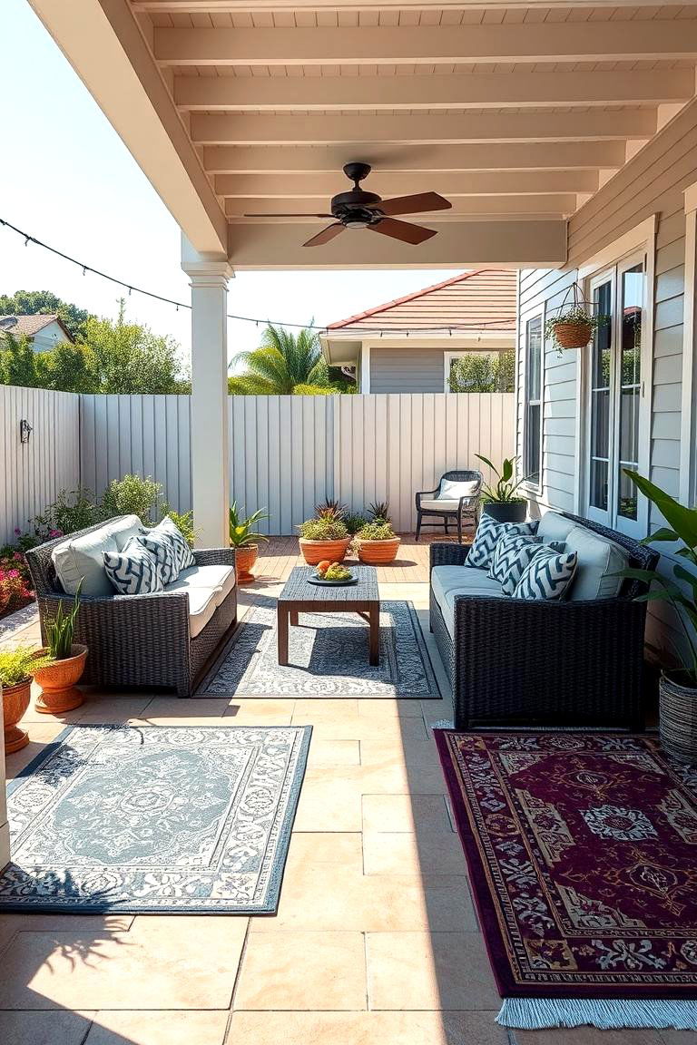 Utilizing Outdoor Rugs to Define Zones - 25 Landscaping Ideas