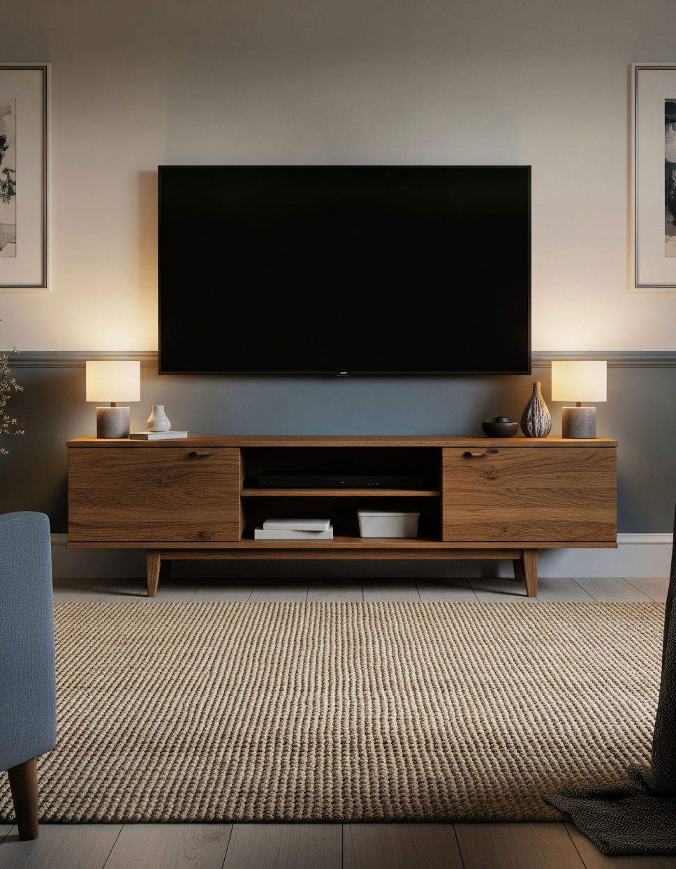 Utilizing Table Lamps for Ambient Lighting Tv Console Decor Ideas