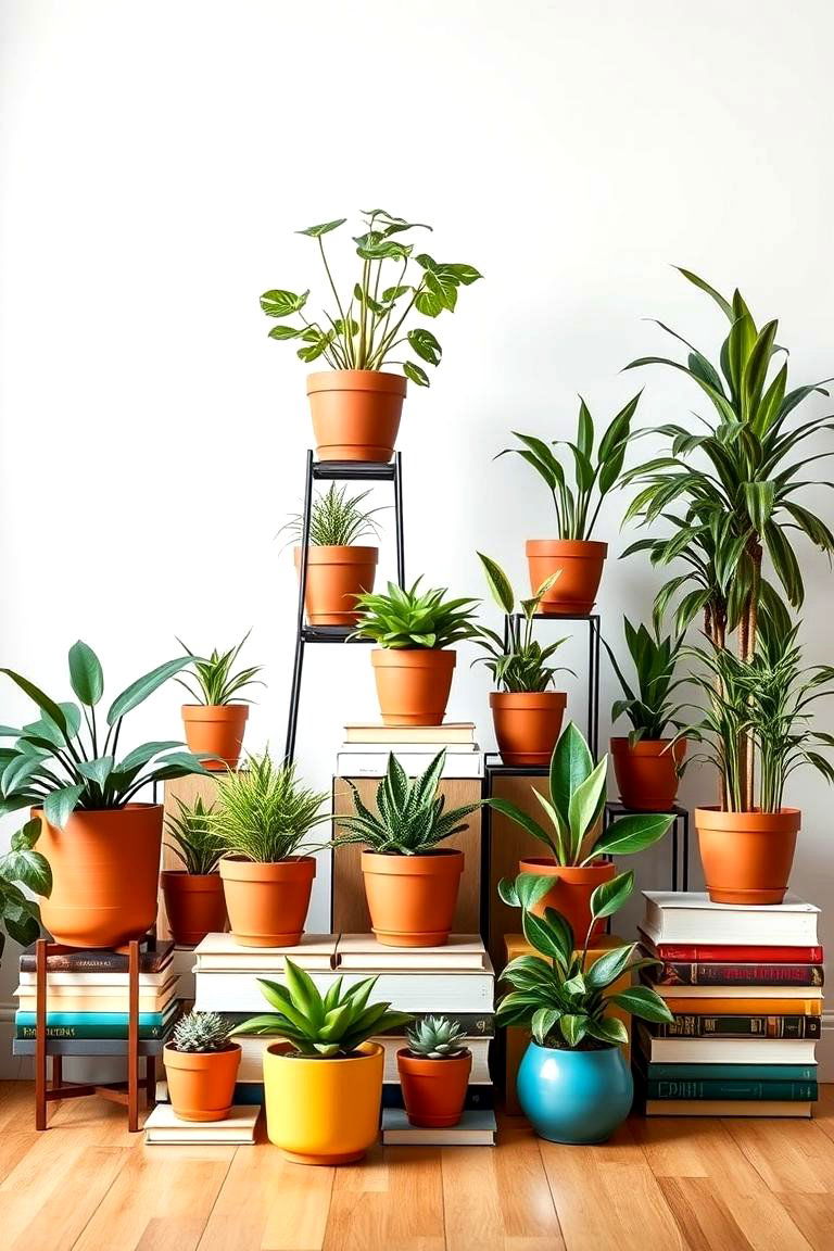 Utilizing Varying Pot Heights for Dynamic Displays - 25 Potted Plant Arrangement Ideas