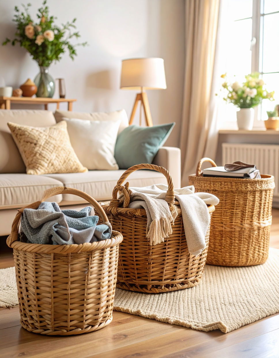 Utilizing Woven Baskets for Stylish Storage