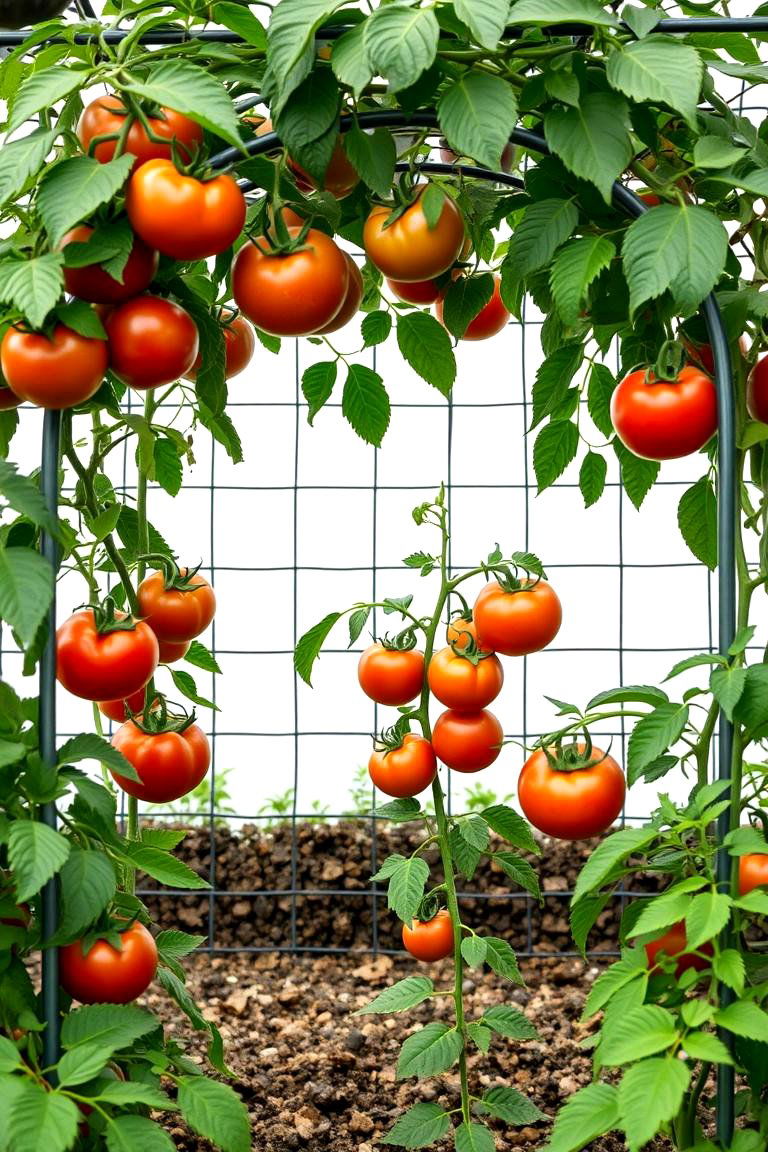 Utilizing a Cattle Panel for Heavy Duty Support - 25 Tomato Trellis Ideas