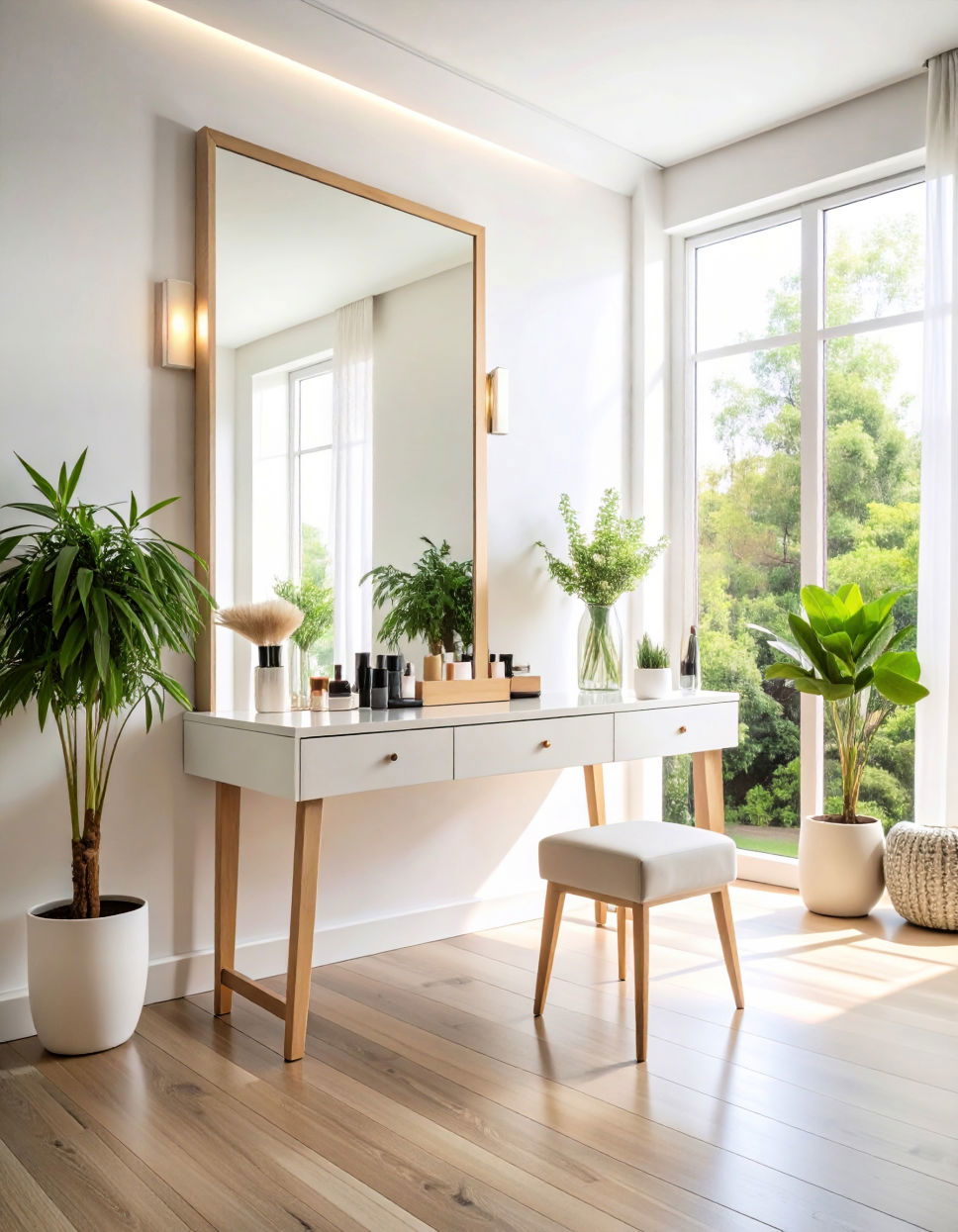 Vanity with a Large Full Length Mirror