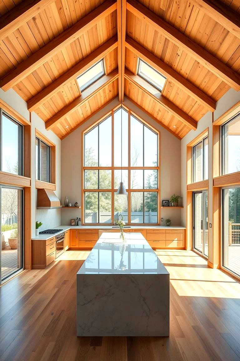 Vaulted Ceiling with Large Windows - 25 Vaulted Ceiling Kitchen Ideas