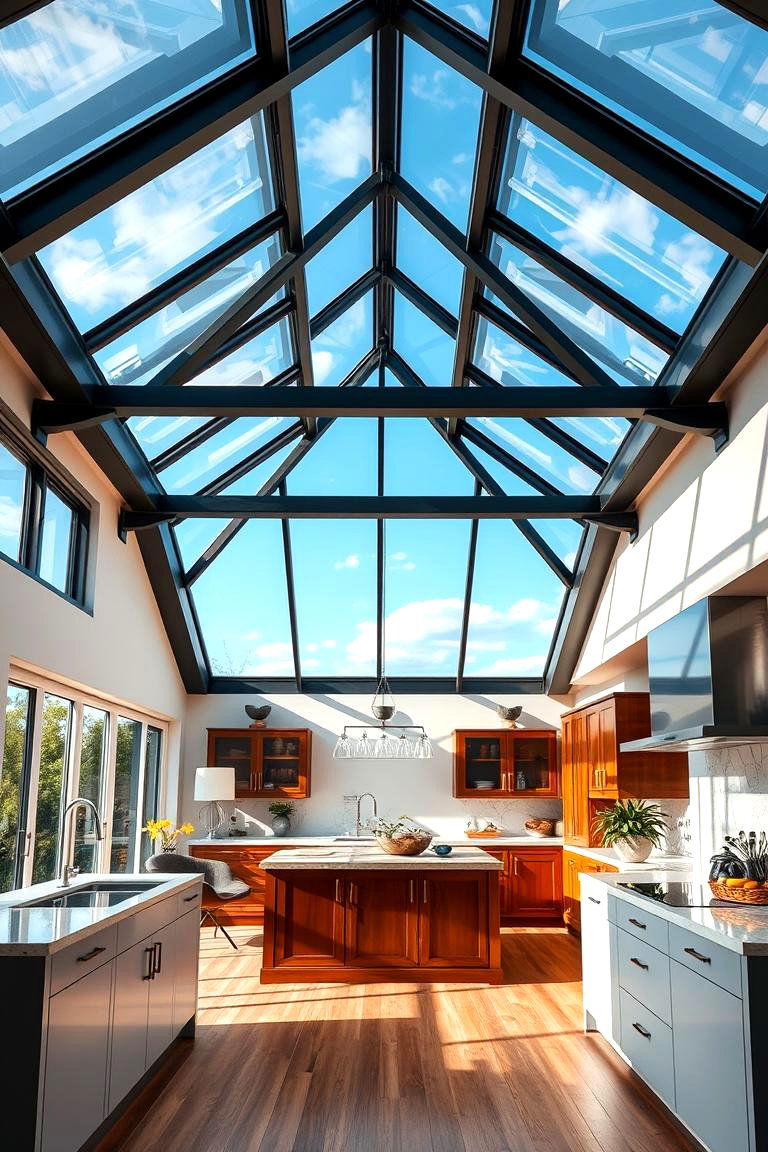 Vaulted Ceiling with a Glass Roof - 25 Vaulted Ceiling Kitchen Ideas