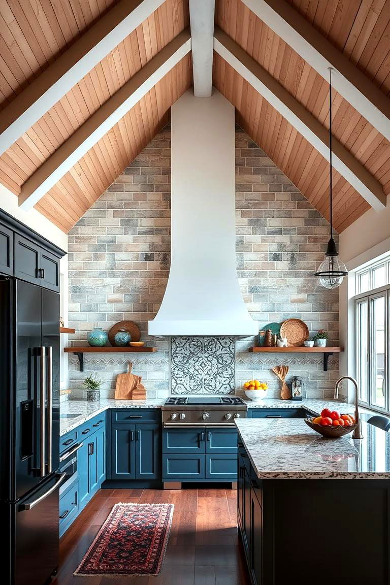 Vaulted Ceiling with a Statement Wall - 25 Vaulted Ceiling Kitchen Ideas