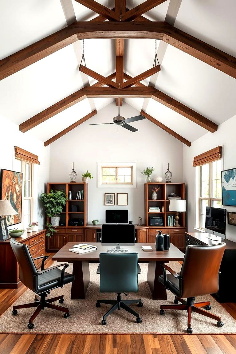 Vaulted Ceilings and Beams for Home Offices - 25 Vaulted Ceiling With Beams