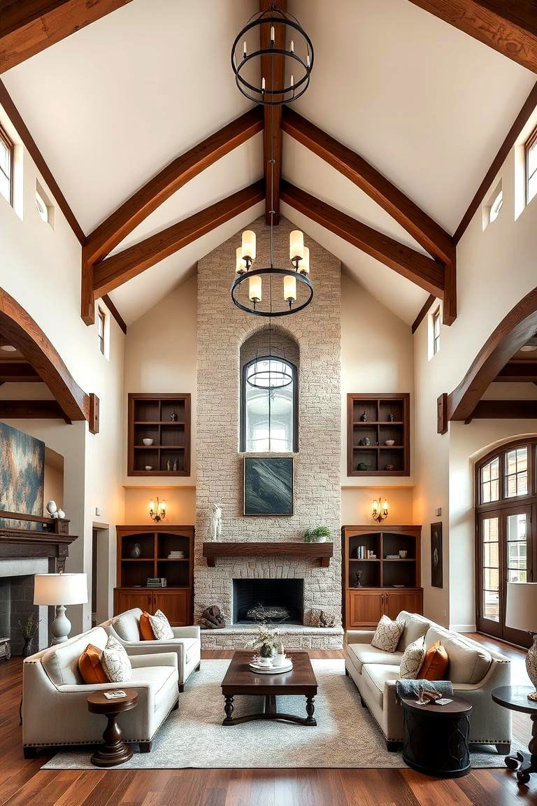 Vaulted Ceilings with Beams for Large Living Rooms - 25 Vaulted Ceiling With Beams