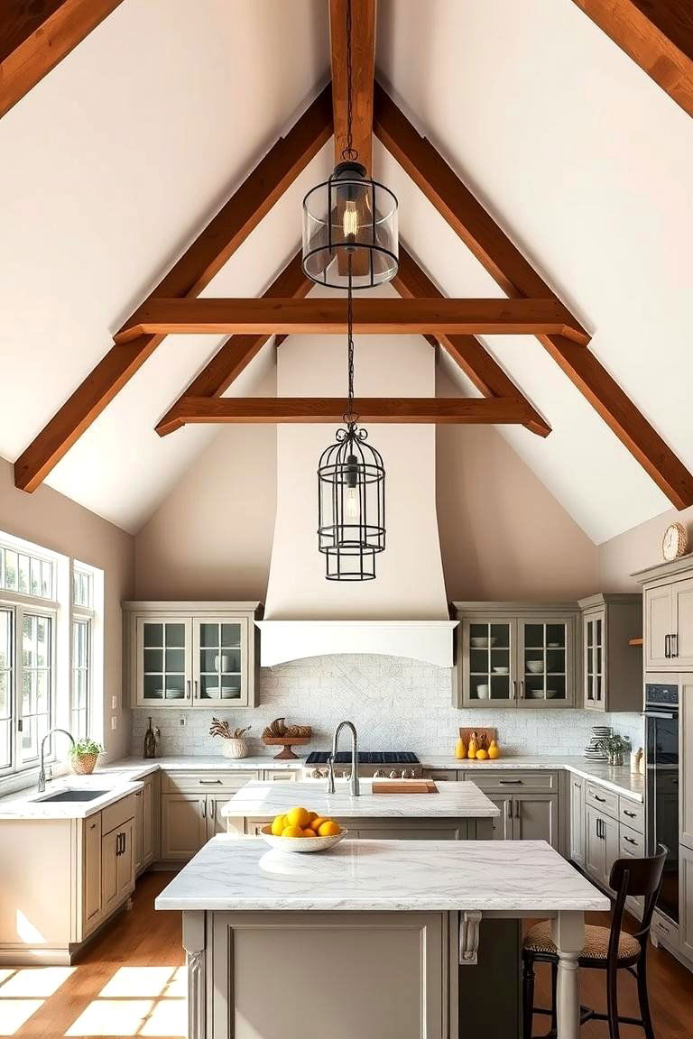 Vaulted Ceilings with Beams in Kitchens - 25 Vaulted Ceiling With Beams