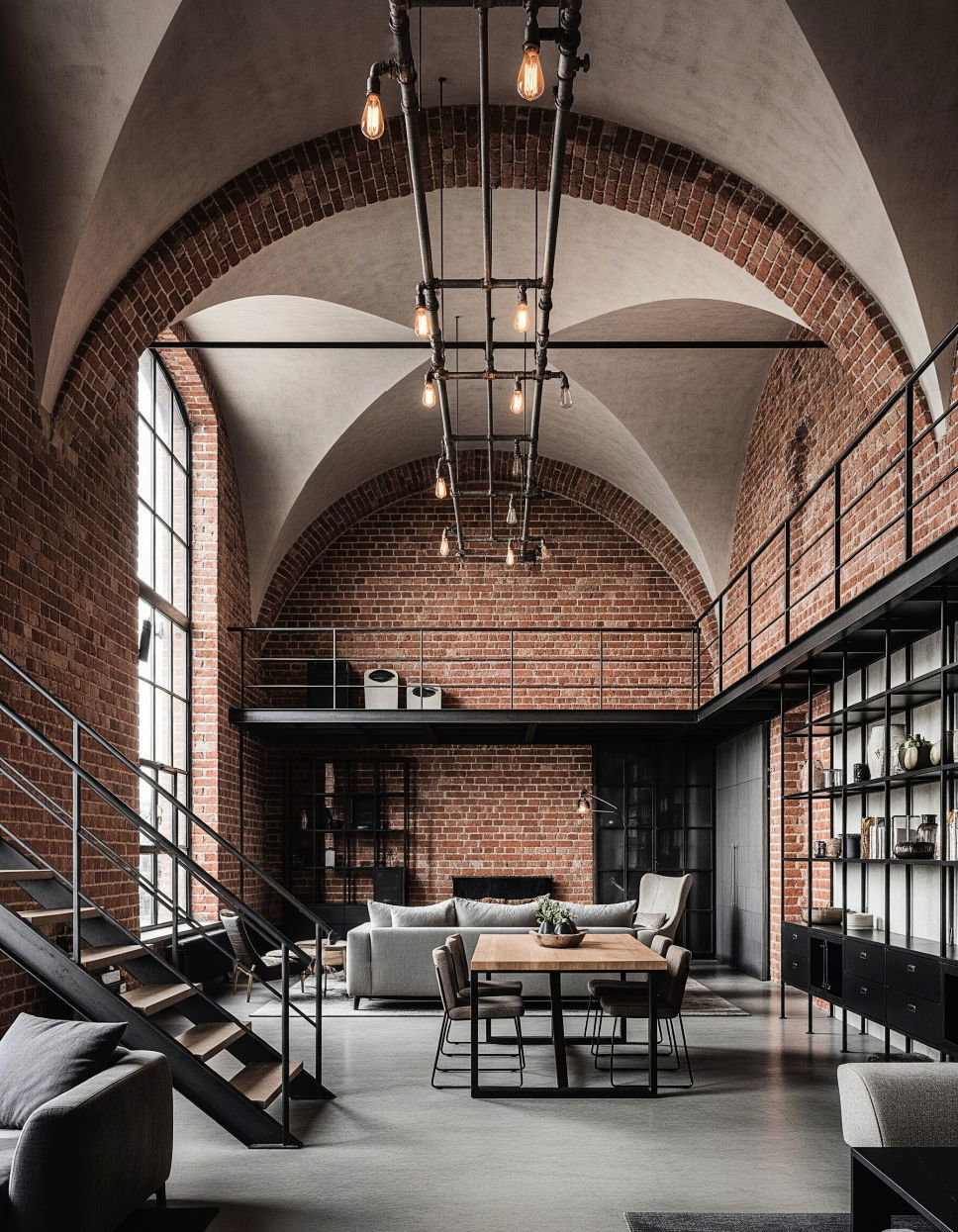 Vaulted Ceilings with Exposed Brick for Urban Style Vaulted Ceiling Ideas