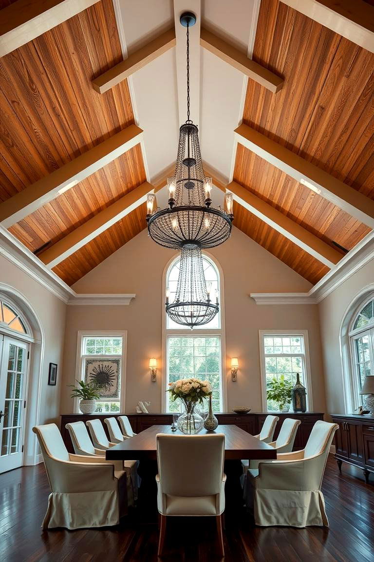 Vaulted Ceilings with Lighting Fixtures as a Focal Point - 25 Vaulted Ceiling Ideas