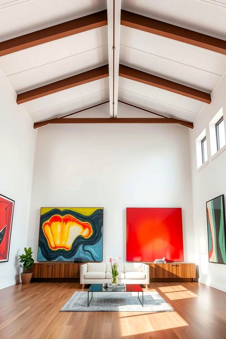 Vaulted Ceilings with Wall Art for a Gallery Like Feel - 25 Vaulted Ceiling Ideas