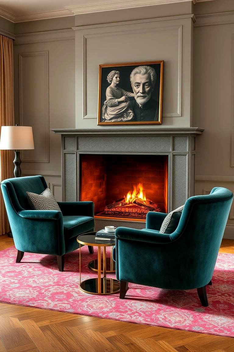 Velvet Armchairs for a Touch of Luxury - 25 Fireplace Seating Ideas