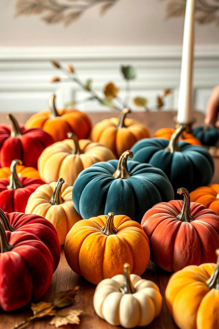 Velvet Pumpkins - 25 Fall Table Decor Ideas