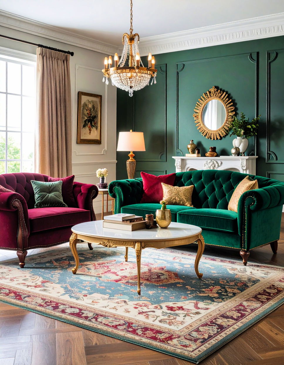 Velvet Upholstery Vintage Living Room Ideas