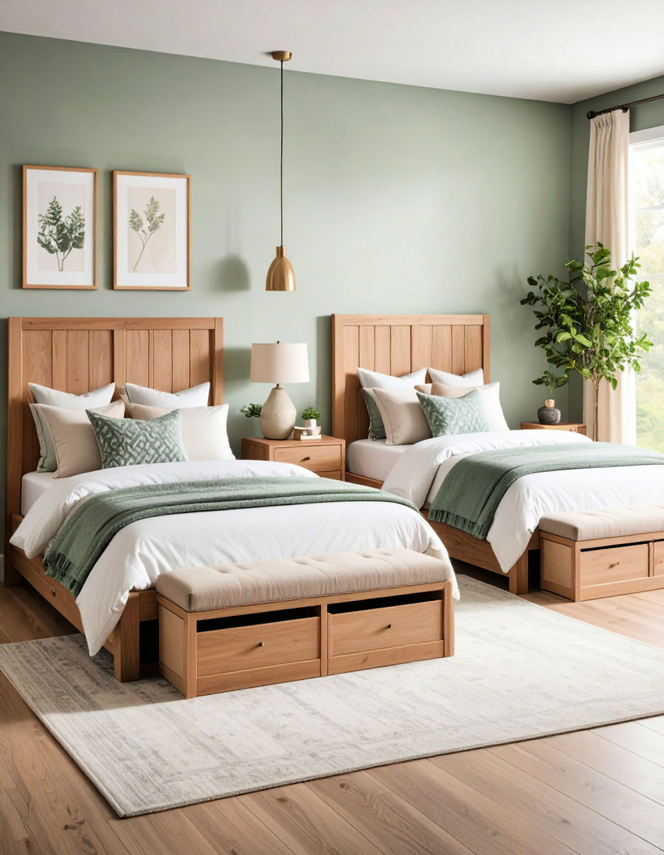 Versatile Storage Benches for Extra Organization Twin Bedroom Ideas