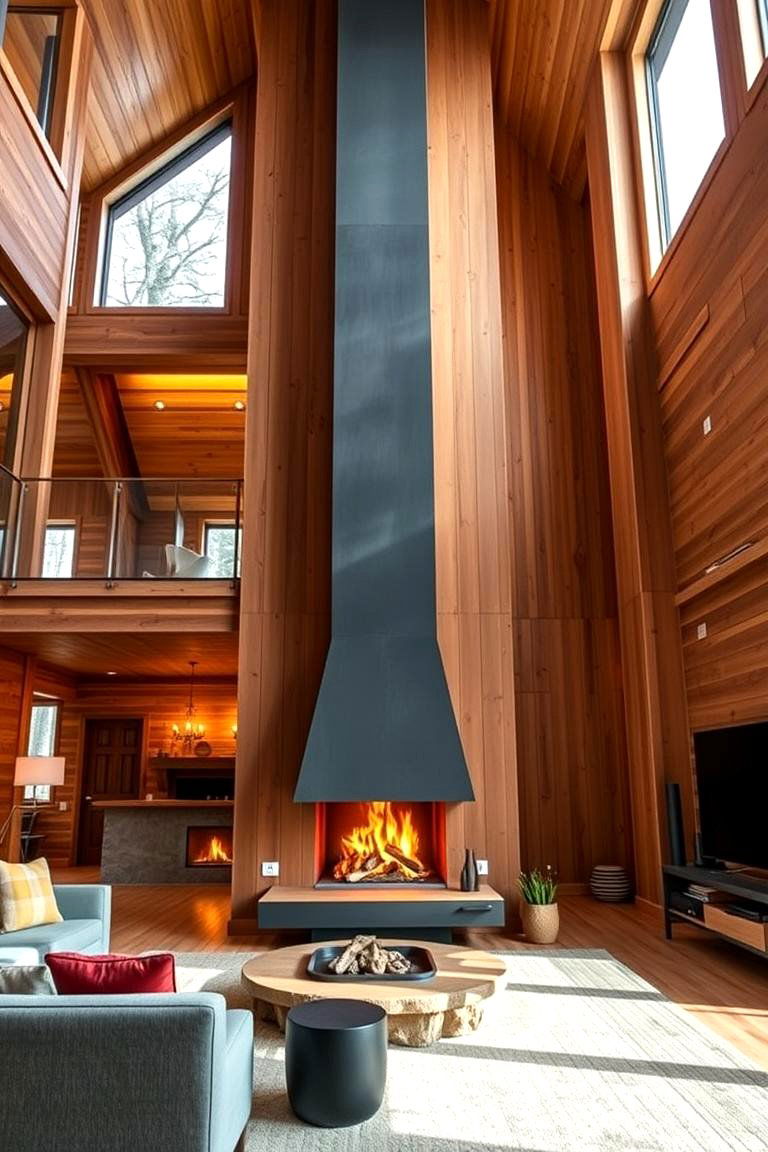 Vertical Fireplace - 25 Cabin Fireplace Ideas