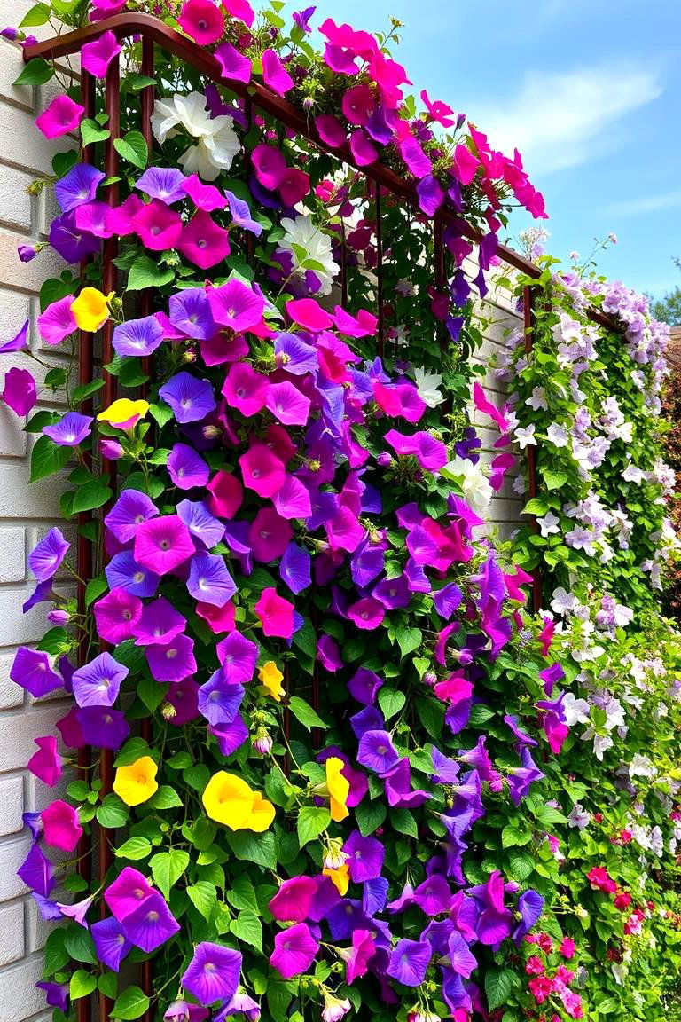 Vertical Flower Bed with Climbing Vines - 25 Front Yard Texas Flower Bed Ideas