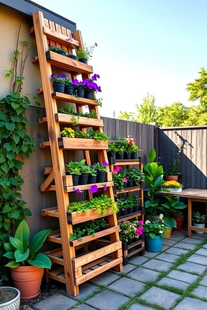 Vertical Pallet Garden with Ladder Design - 25 Vertical Pallet Garden Ideas