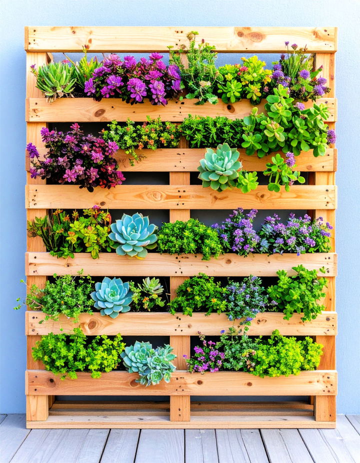 Vertical Pallet Garden with Succulents Vertical Pallet Garden Ideas