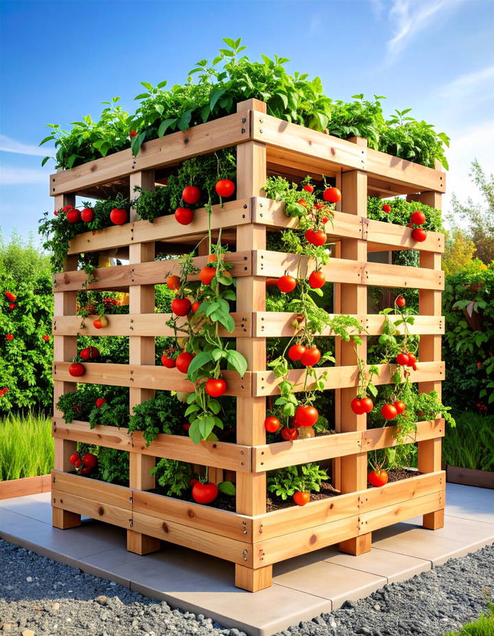 Vertical Pallet Garden with Tomatoes Vertical Pallet Garden Ideas