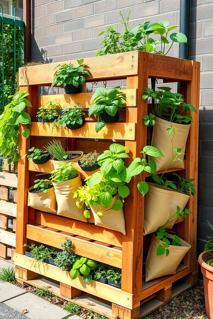 Vertical Pallet Garden with Vertical Grow Bags - 25 Vertical Pallet Garden Ideas