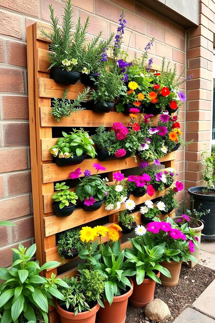 Vertical Pallet Herb and Flower Combo Garden - 25 Vertical Pallet Garden Ideas