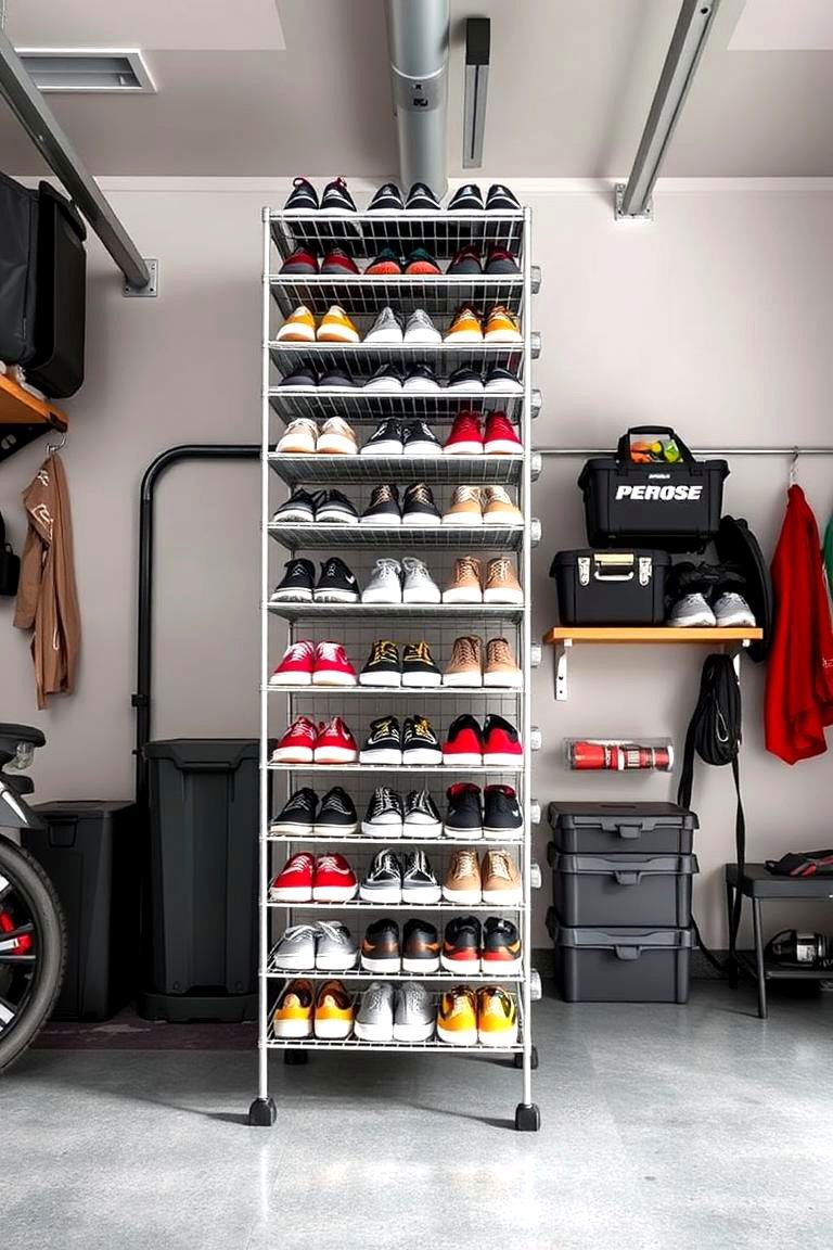 Vertical Shoe Rack - 25 Garage Shoe Storage Ideas