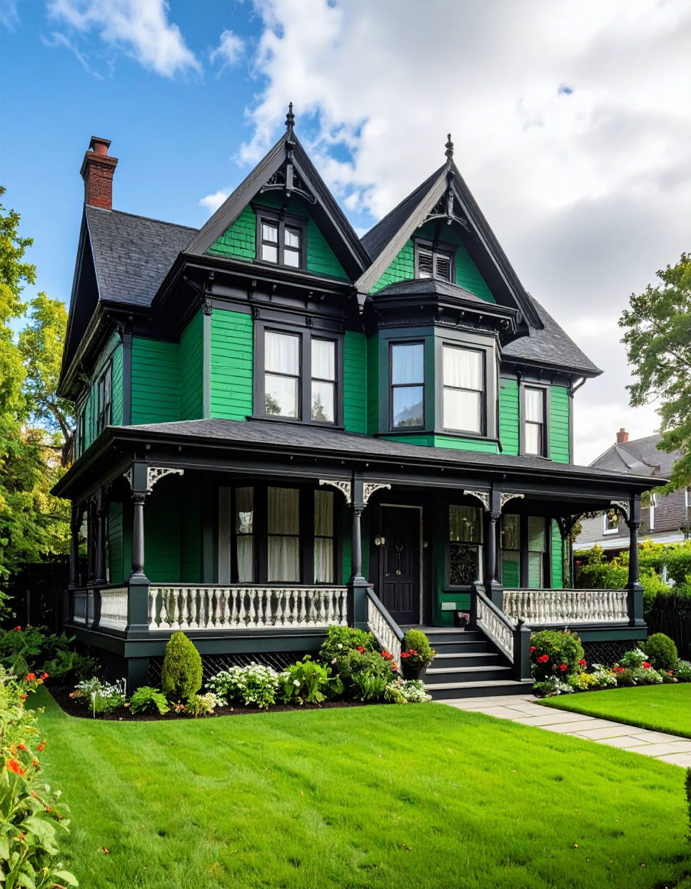 Victorian Green with Dark Trim Green Victorian House Colors